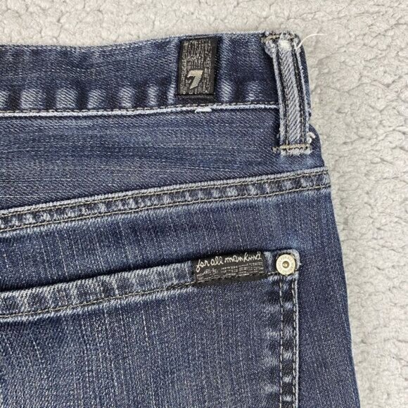 7 For All Mankind Mens Dark Wash Austyn Straight Leg Jeans 38x34 Distressed - Picture 9 of 16